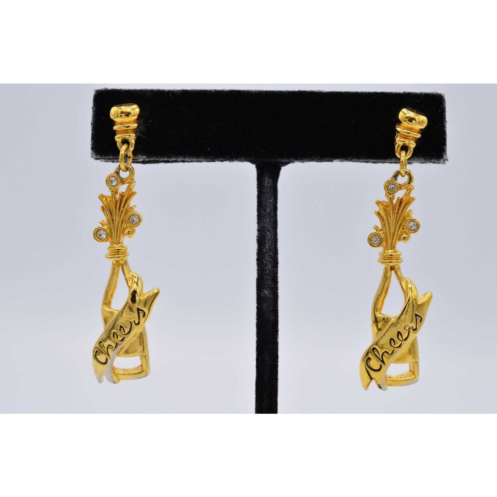 Avon Vintage Earrings Cheers Champagne Bottle Celebration Bubbly Signed 1980s 9i 20$